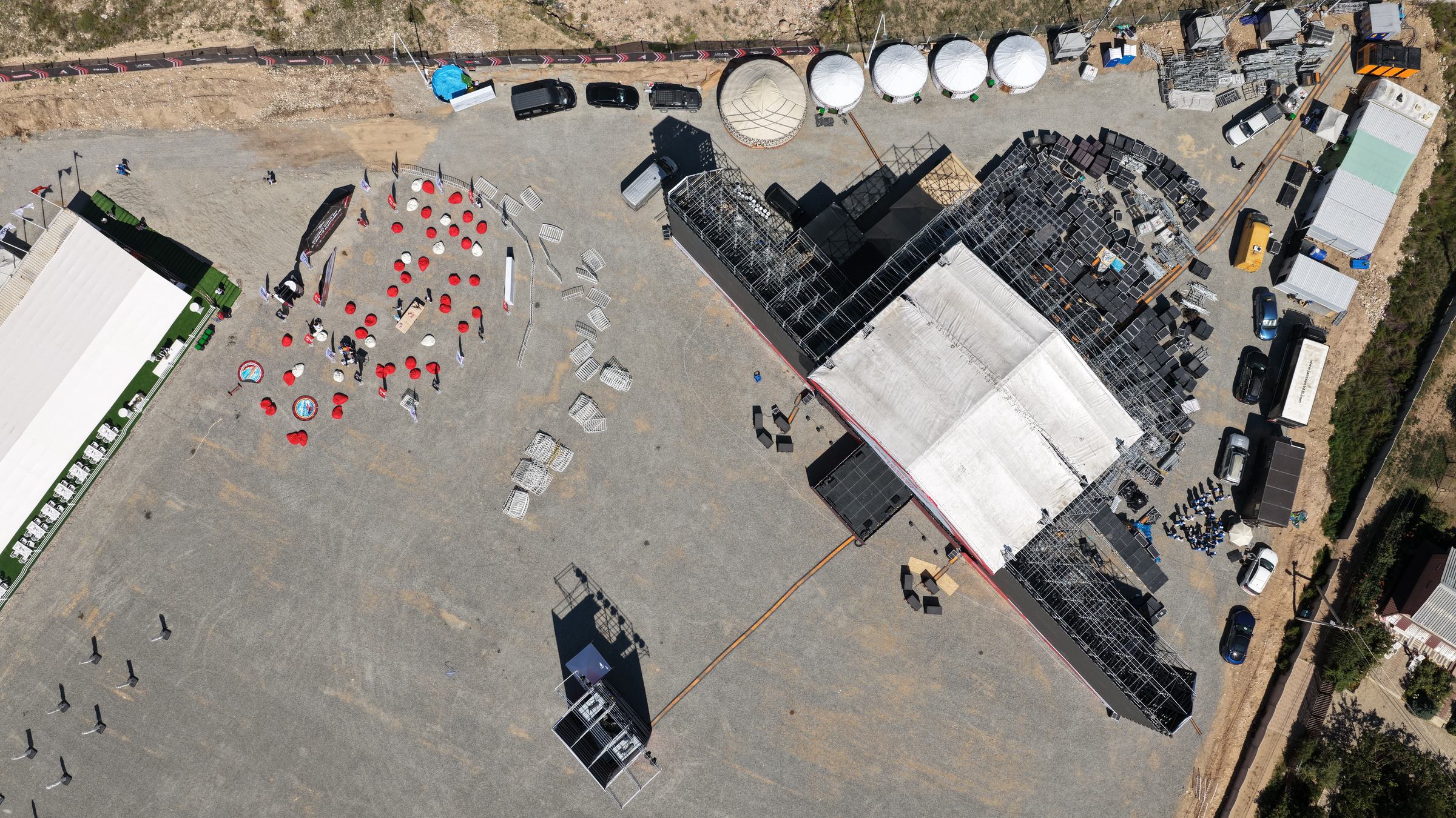 Main stage and temporary structures