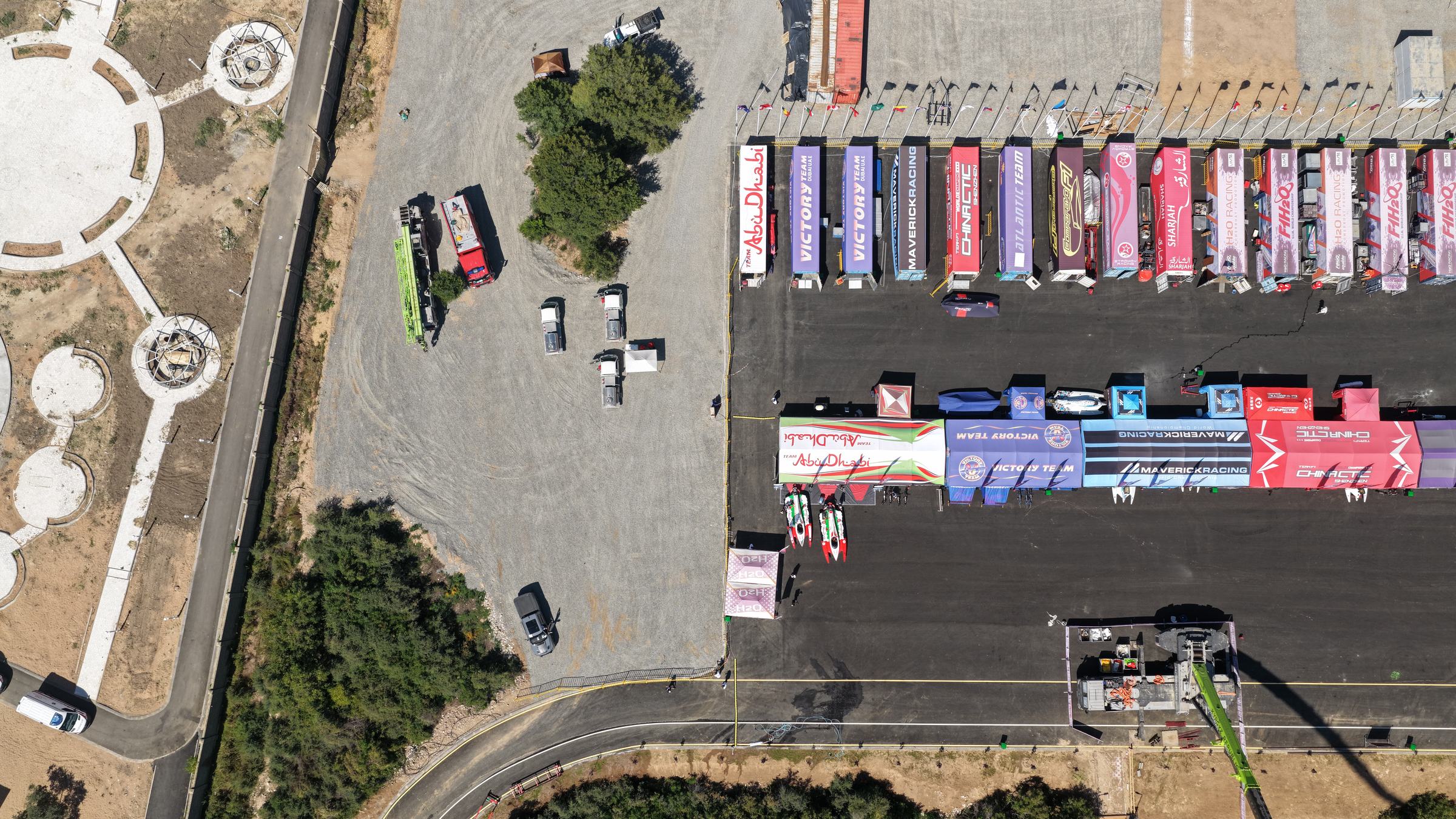 Team paddock seen from above